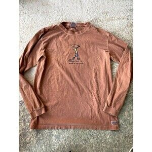 Vintage Life is Good Shirt Mens L Orange Classic Golf Faded Long Sleeve Faded
